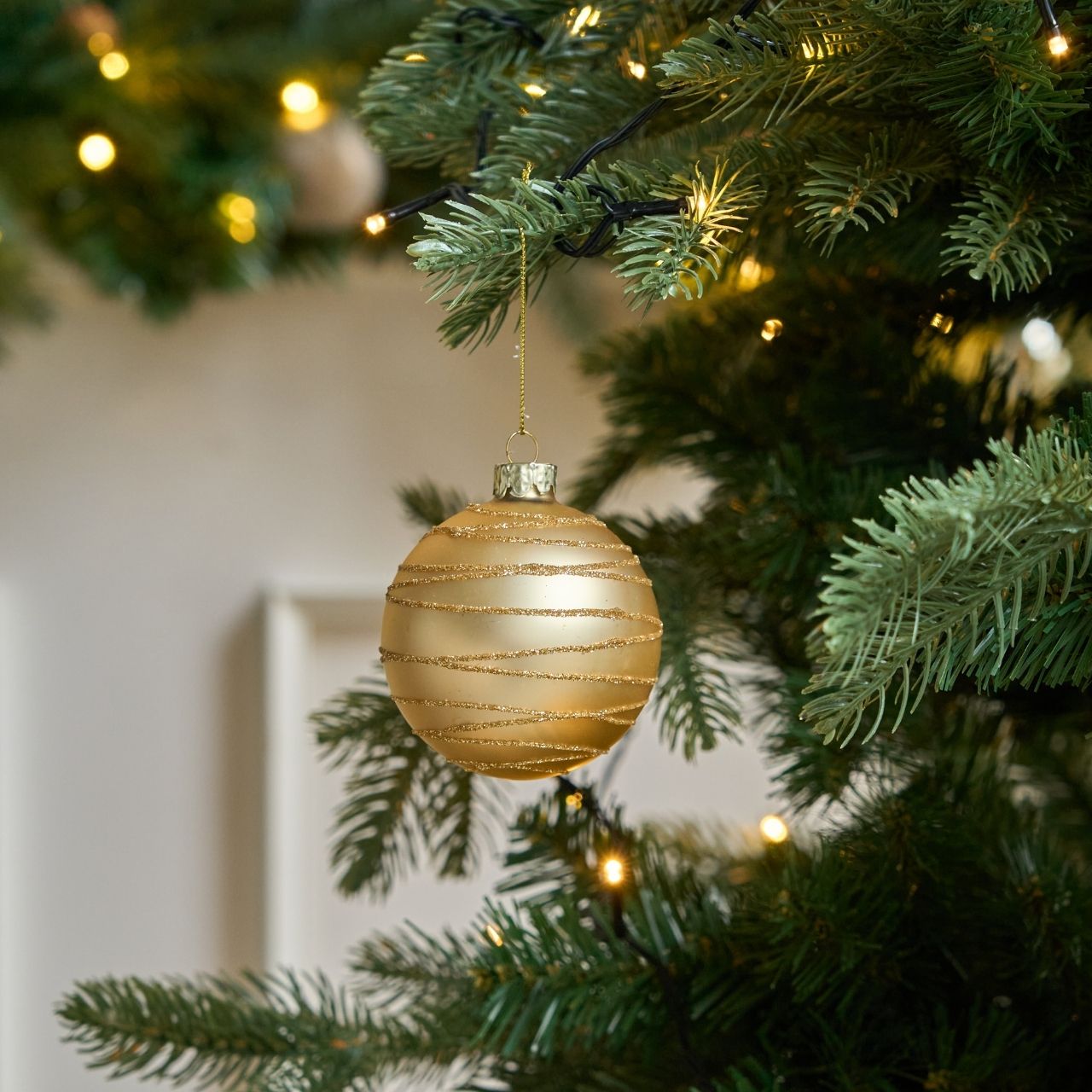 Julekugle m. vandrette streger 4 stk.